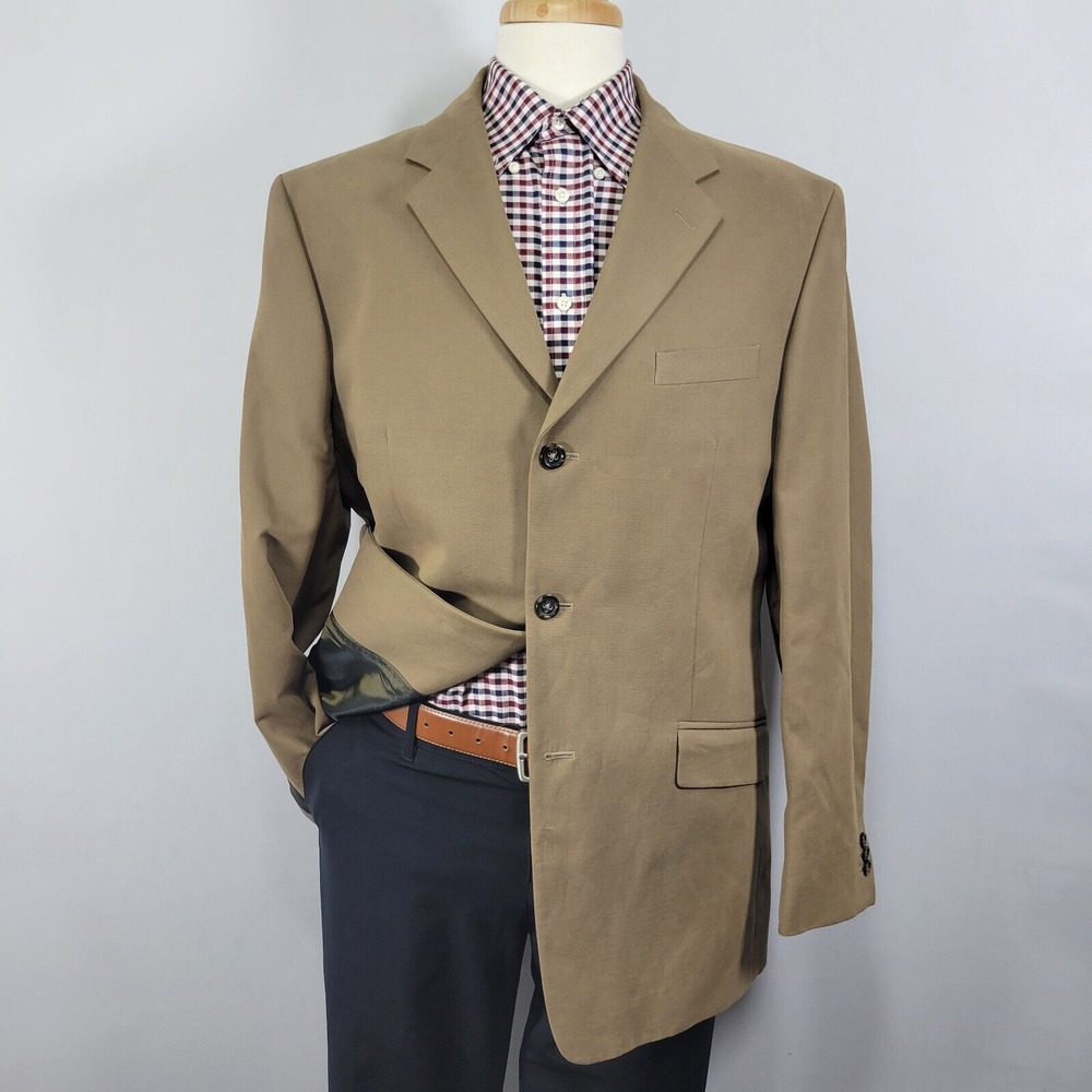 Banana Republic Men's Sport Coat‎ Blazer Three Button Brown Cotton Size 44R